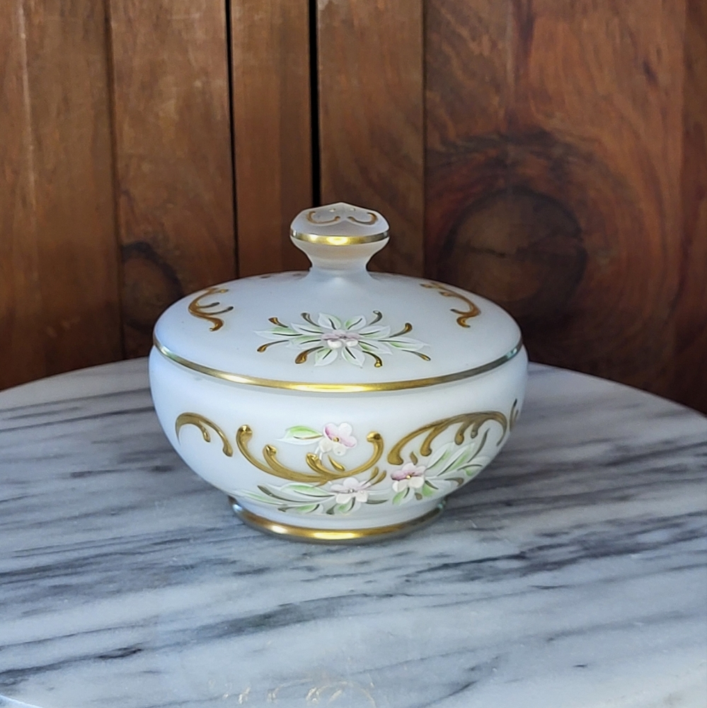 Painted Satin Glass Trinket Dish